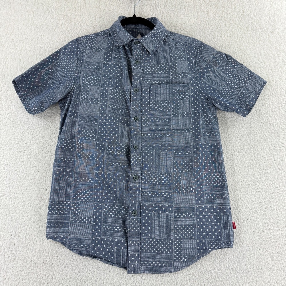 Altamont Button-Up‎ Shirt Mens Small Blue Geo Print Short Sleeve Woven Casual